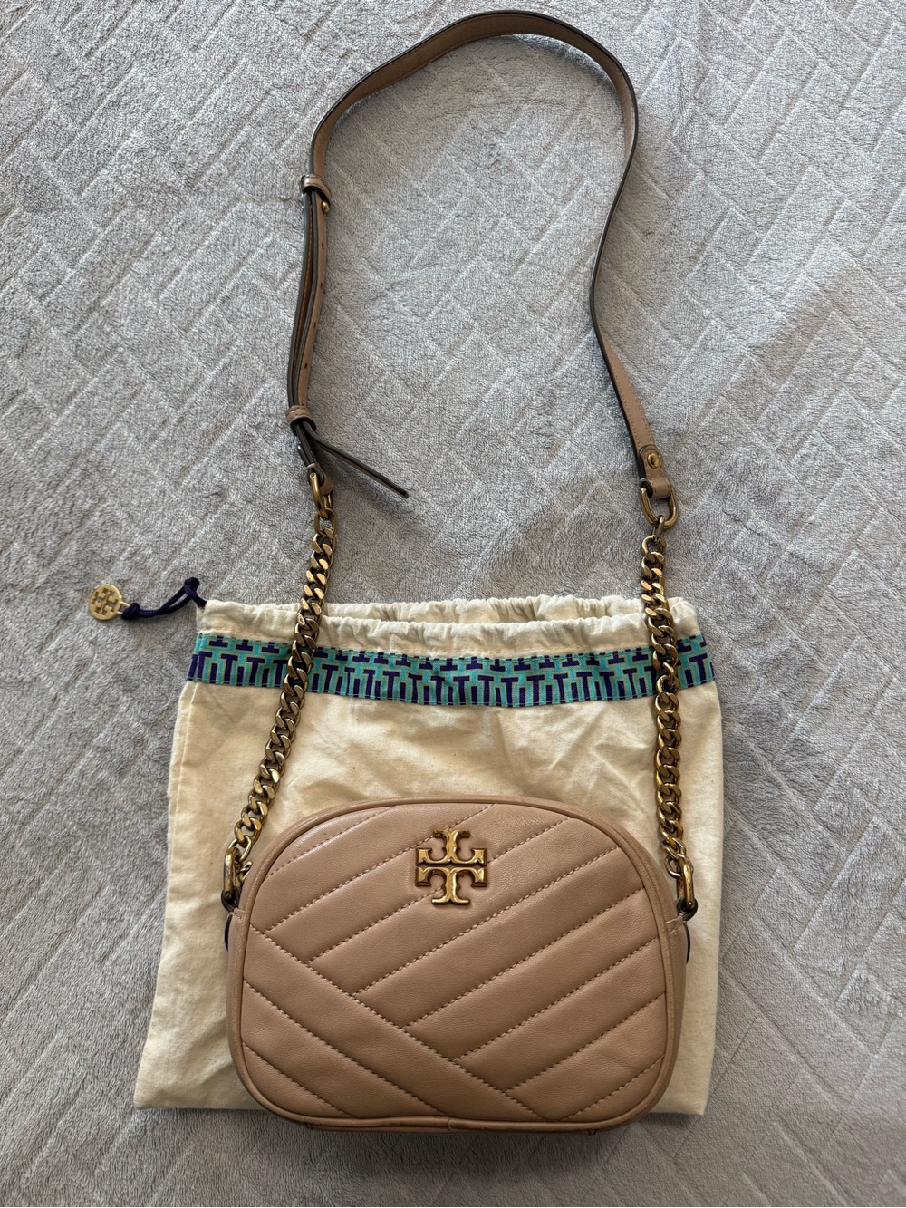 Authentic Tory Burch Kira Chevron Camera bag with Dust bag
